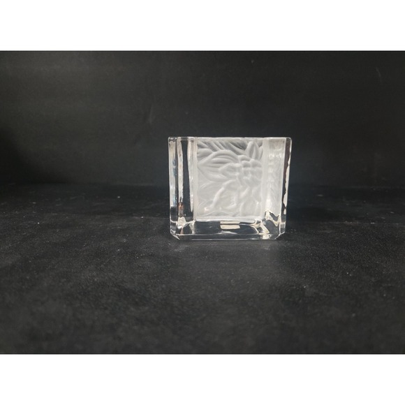 PartyLite Chrysanthemum Votive Holder, Square Glass Candle Holder, Candle Holder - Picture 4 of 9